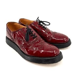 Vintage 90s Nepco Footwear Red Patent Leather Wingtip Platform Brogues
